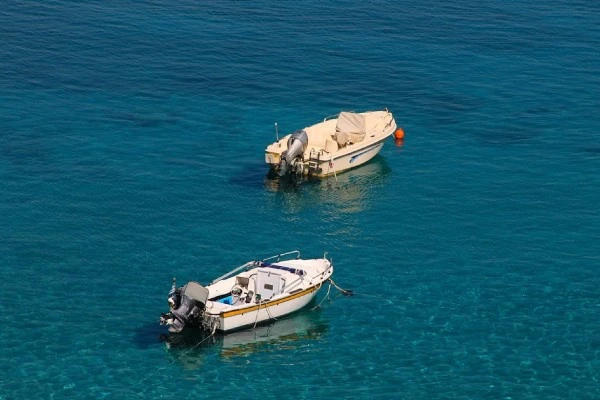 Boat With Outboard Motor Engine